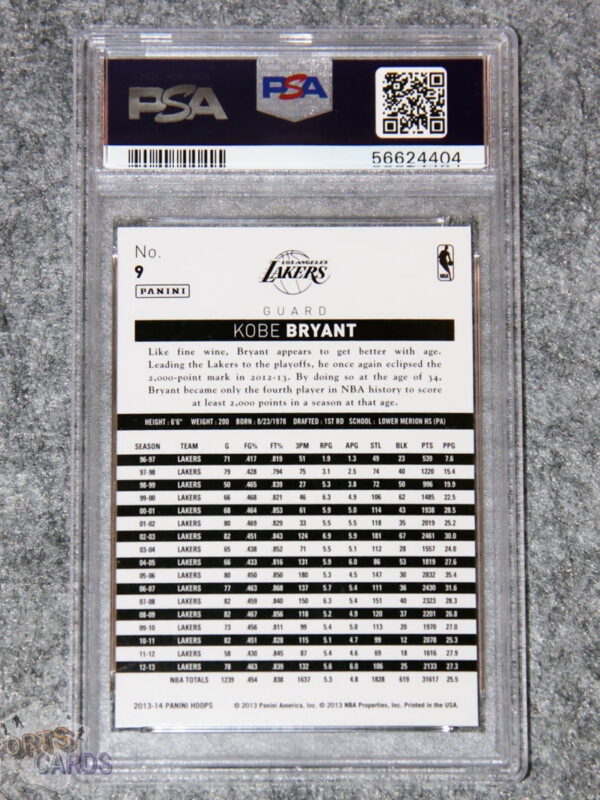 2013-14 Kobe Bryant #9 Panini NBA Hoops PSA 9 MINT-back