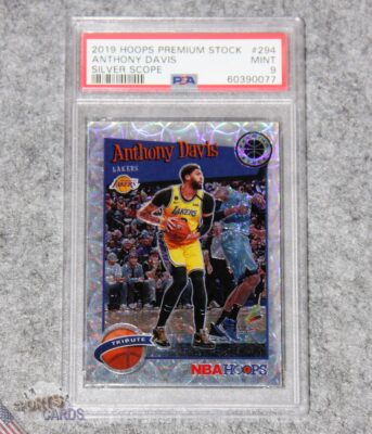 2019-20 Anthony Davis #294 Panini NBA Hoops Premium Stock Silver Scope Prizm PSA 9 MINT-front