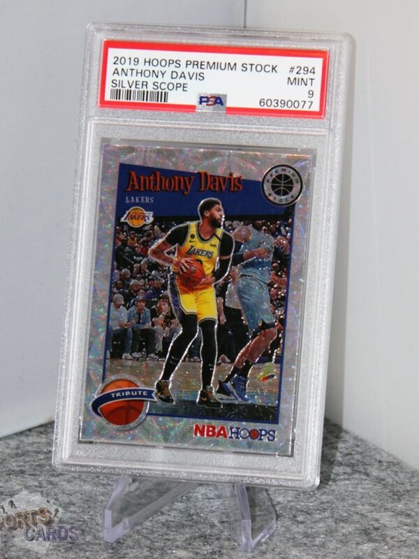 2019-20 Anthony Davis #294 Panini NBA Hoops Premium Stock Silver Scope Prizm PSA 9 MINT-stand