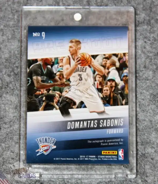 Alternative view of 2016-17 Domantas Sabonis #9 Panini Studio Breakout Signatures RC /299