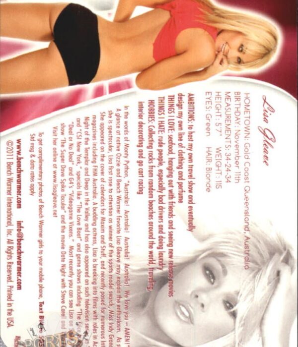 Alternative view of 2011 Lisa Gleave #2 Bench Warmer BubbleGum