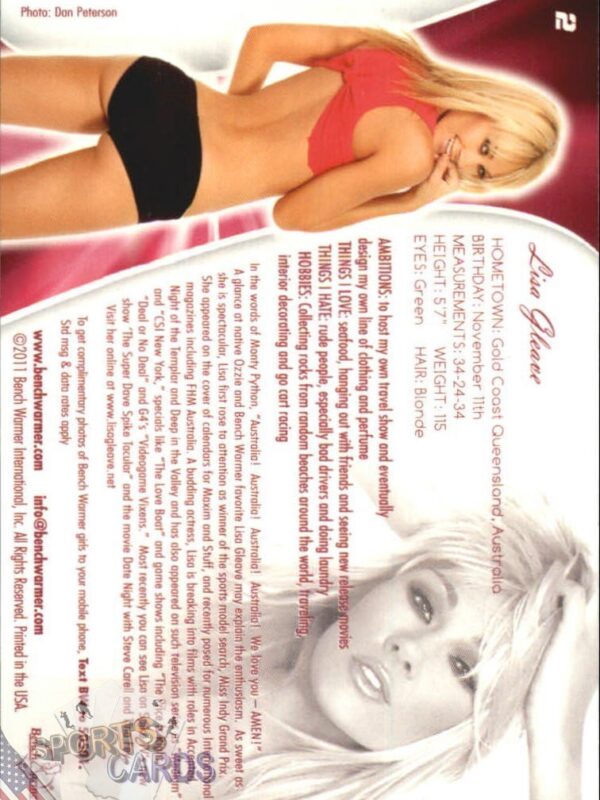 2011 Lisa Gleave #2 Bench Warmer BubbleGum-back