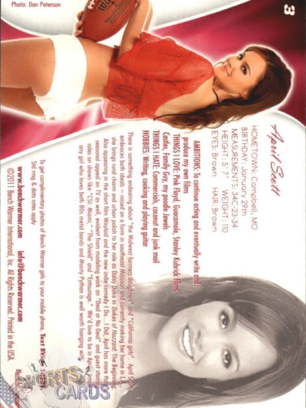 2011 April Scott #3 Bench Warmer BubbleGum-back