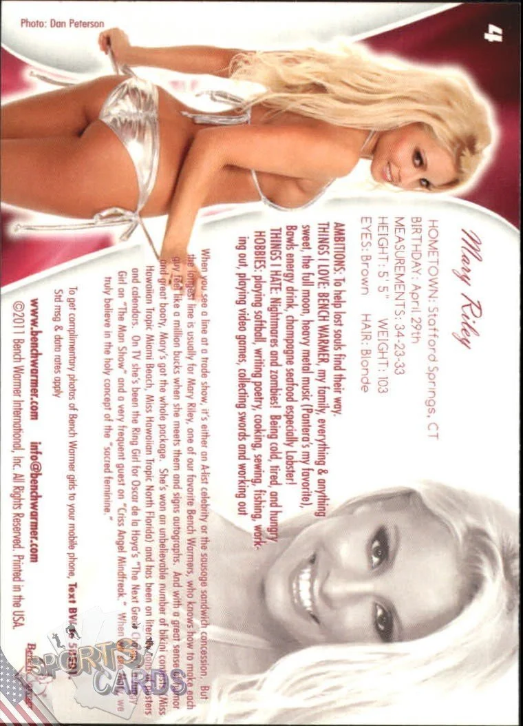 2011 Mary Riley #4 Bench Warmer BubbleGum-back