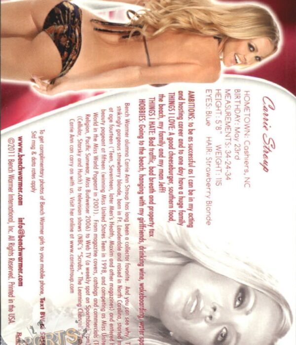 2011 Carrie Stroup #5 Bench Warmer BubbleGum-back