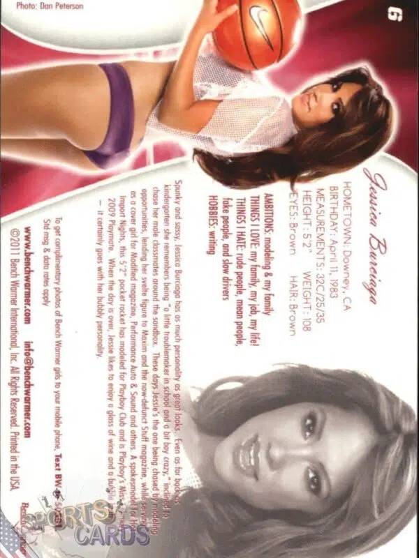 2011 Jessica Burciaga #6 Bench Warmer BubbleGum-back