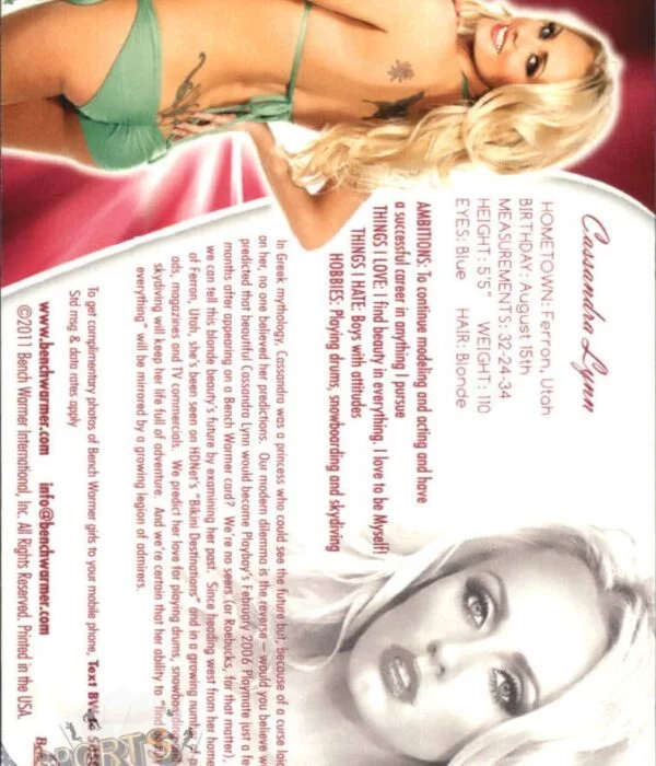 2011 Cassandra Lynn #7 Bench Warmer BubbleGum-back