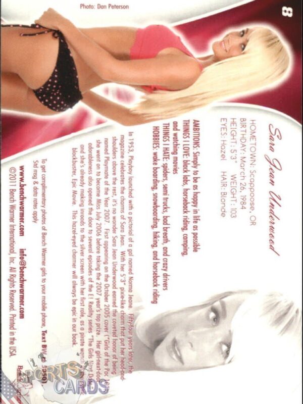 2011 Sara Jean Underwood #8 Bench Warmer BubbleGum-back