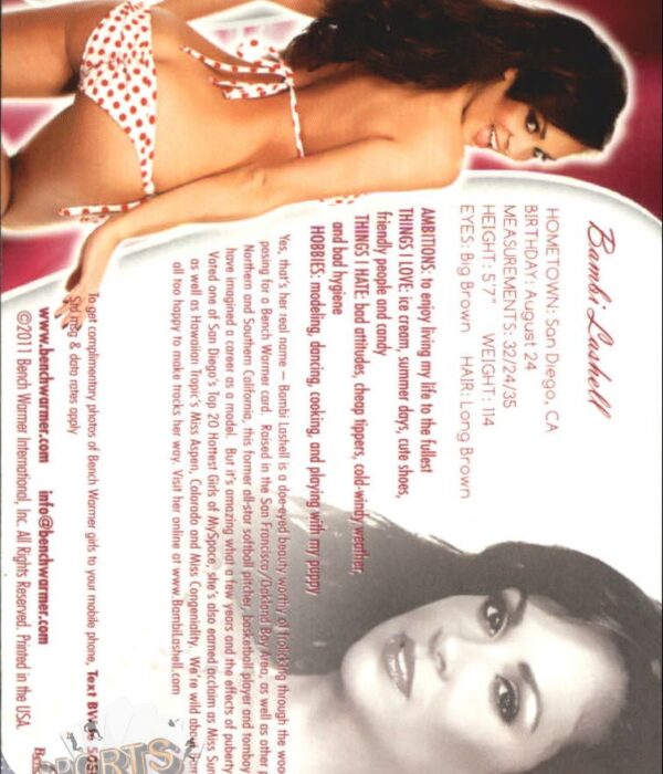 2011 Bambi Lashell #11 Bench Warmer BubbleGum-back