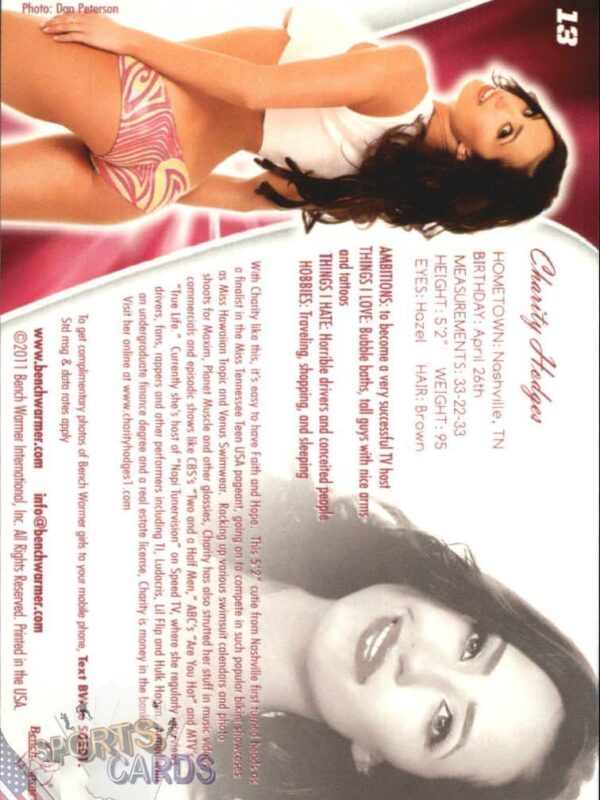 2011 Charity Hodges #13 Bench Warmer BubbleGum-back