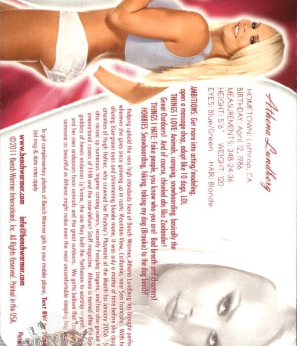 2011 Athena Lundberg #15 Bench Warmer BubbleGum-back
