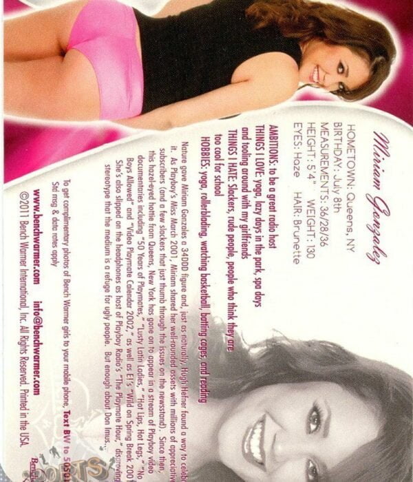 2011 Miriam Gonzalez #20 Bench Warmer BubbleGum-back