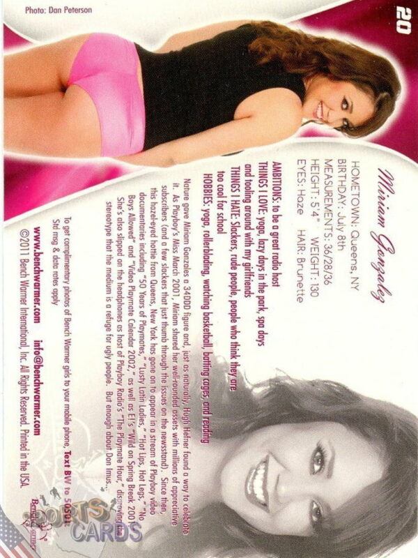 2011 Miriam Gonzalez #20 Bench Warmer BubbleGum-back