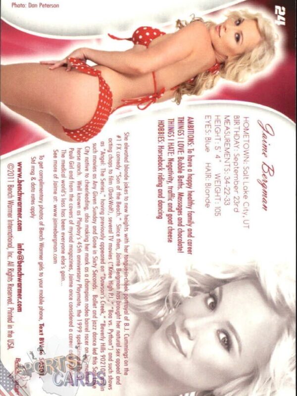 2011 Jaime Bergman #24 Bench Warmer BubbleGum-back