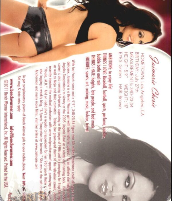 2011 Jaimarie Cherie #26 Bench Warmer BubbleGum-back