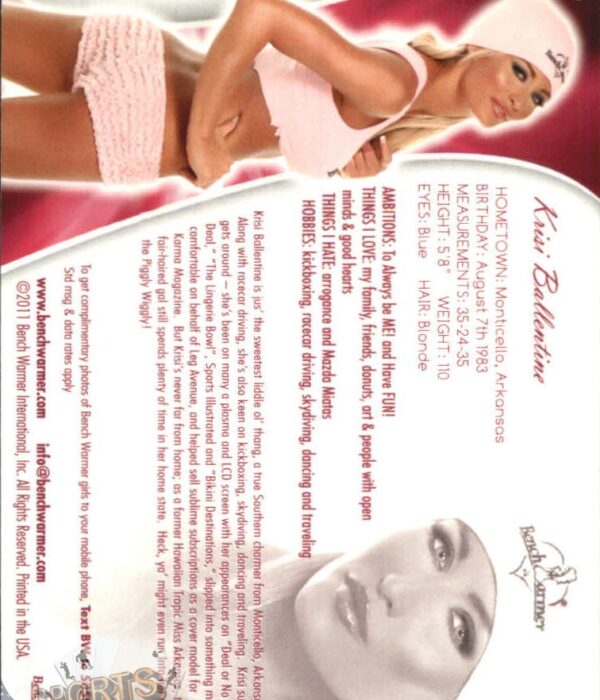 2011 Krisi Ballentine #27 Bench Warmer BubbleGum-back