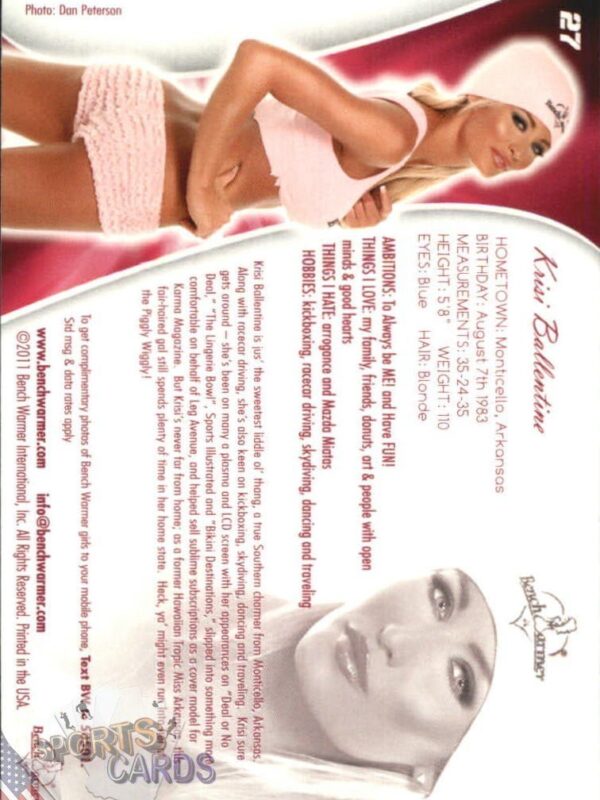 2011 Krisi Ballentine #27 Bench Warmer BubbleGum-back