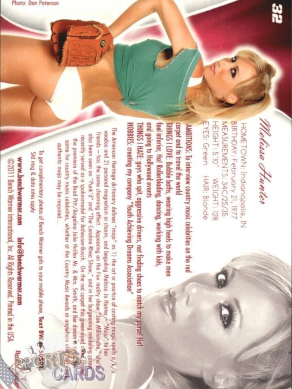 2011 Melissa Hunter #32 Bench Warmer BubbleGum-back