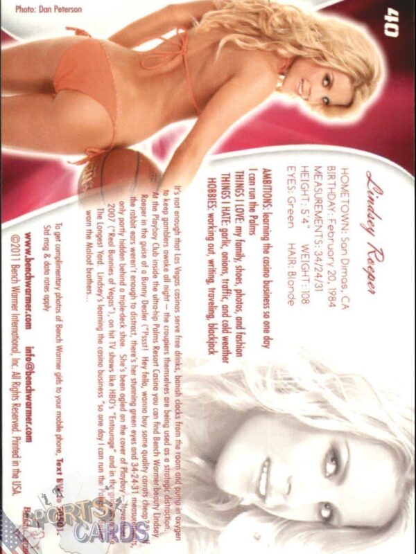 2011 Lindsey Roeper #40 Bench Warmer BubbleGum-back