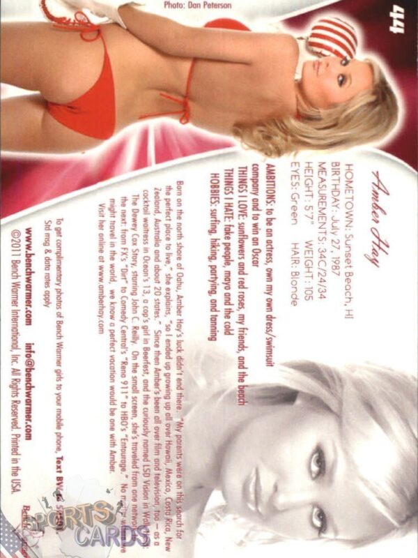 2011 Amber Hay #44 Bench Warmer BubbleGum-back