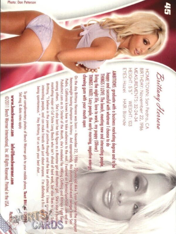 2011 Brittany Herrera #45 Bench Warmer BubbleGum-back