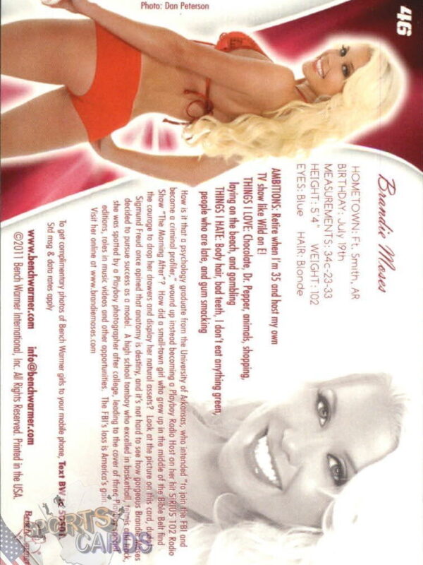 2011 Brandie Moses #46 Bench Warmer BubbleGum-back