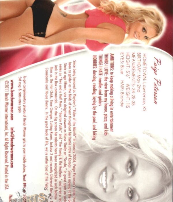 2011 Paige Peterson #52 Bench Warmer BubbleGum-back