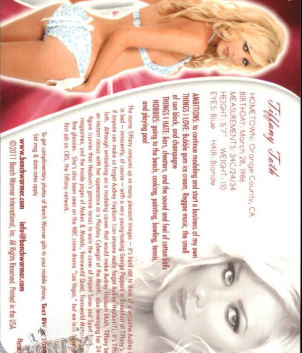 Alternative view of 2011 Tiffany Toth #53 Bench Warmer BubbleGum