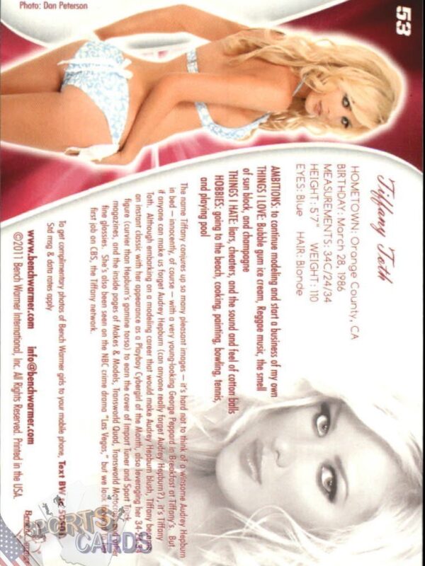 2011 Tiffany Toth #53 Bench Warmer BubbleGum-back