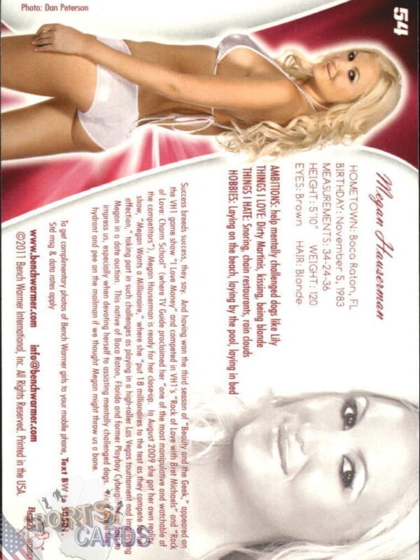 2011 Megan Hauserman #54 Bench Warmer BubbleGum-back