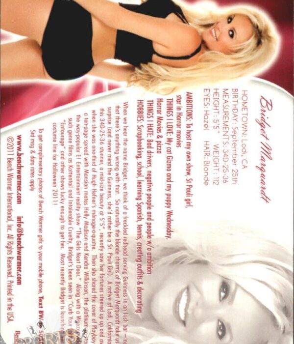 2011 Bridget Marquardt #67 Bench Warmer BubbleGum-back