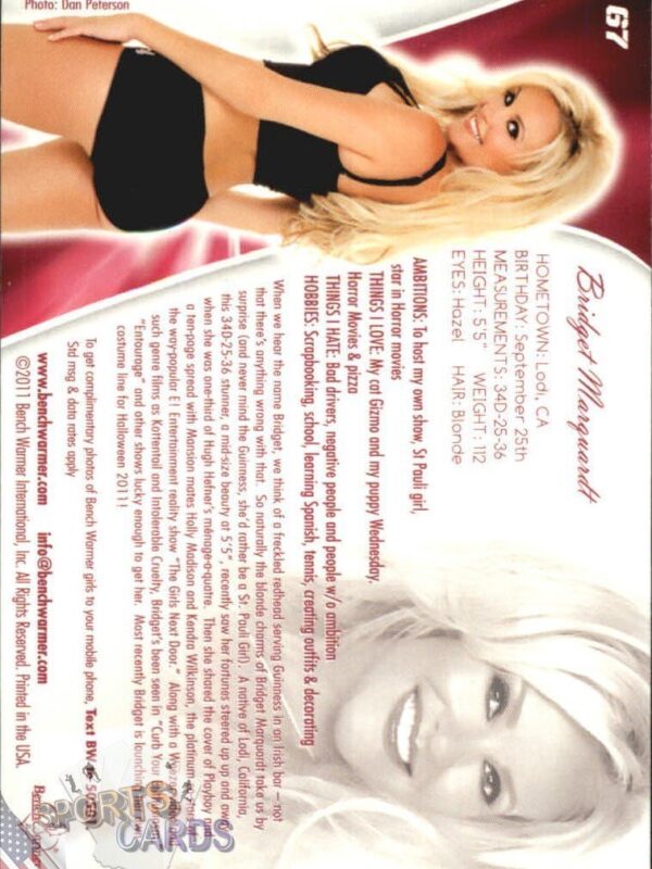 2011 Bridget Marquardt #67 Bench Warmer BubbleGum-back