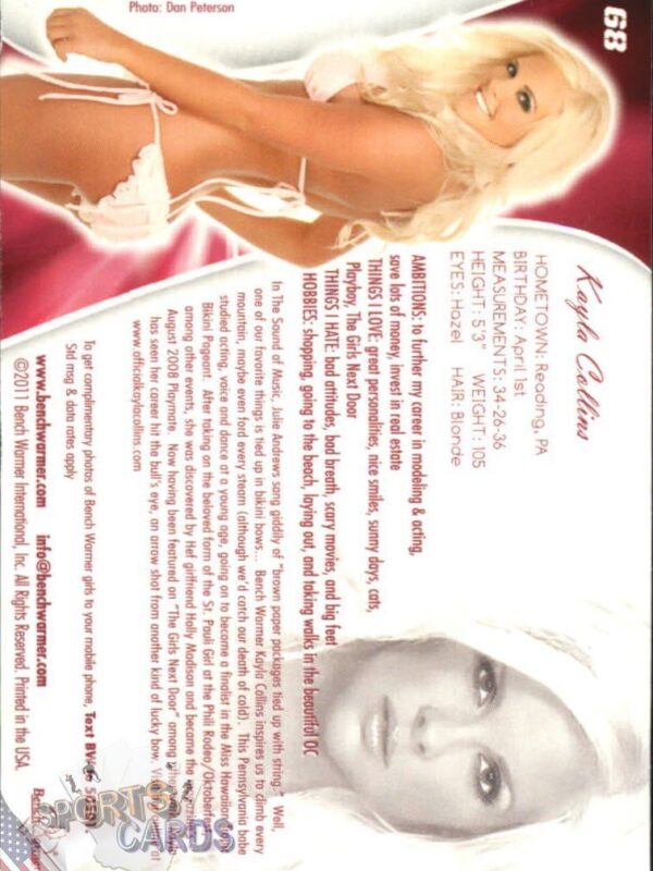 2011 Kayla Collins #68 Bench Warmer BubbleGum-back