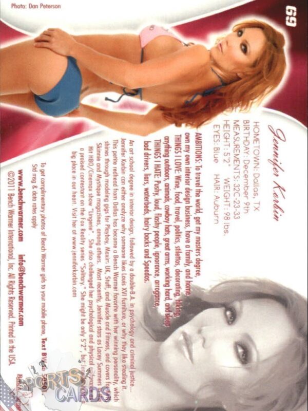2011 Jennifer Korbin #69 Bench Warmer BubbleGum-back