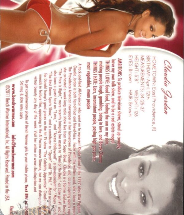 2011 Claudia Jordan #71 Bench Warmer BubbleGum-back