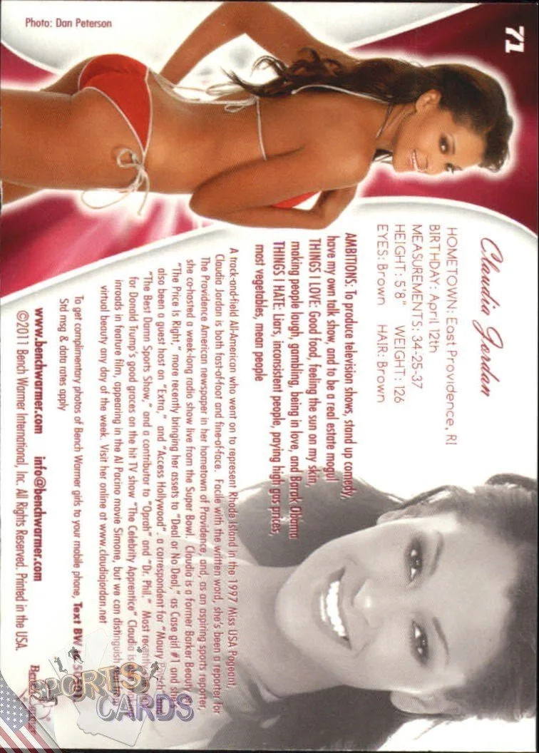 2011 Claudia Jordan #71 Bench Warmer BubbleGum-back