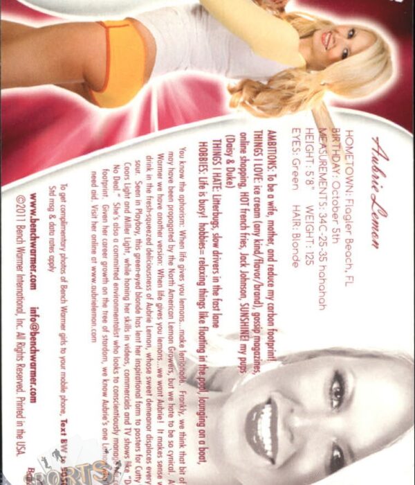 2011 Aubrie Lemon #82 Bench Warmer BubbleGum-back