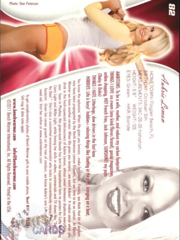 2011 Aubrie Lemon #82 Bench Warmer BubbleGum-back