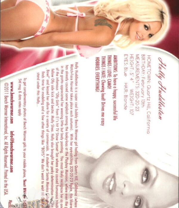 2011 Holly Huddleston #87 Bench Warmer BubbleGum-back