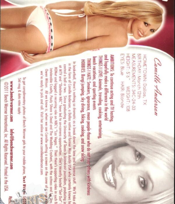 2011 Camille Anderson #89 Bench Warmer BubbleGum-back