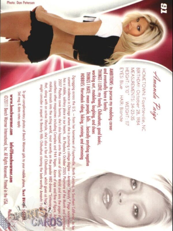 2011 Amanda Paige #91 Bench Warmer BubbleGum-back