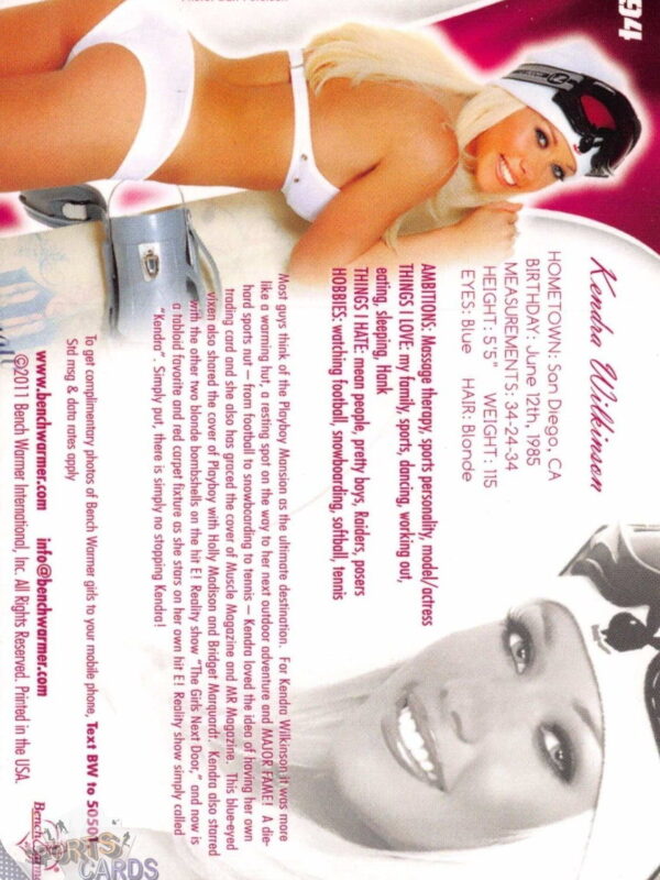 2011 Kendra Wilkinson #94 Bench Warmer BubbleGum-back