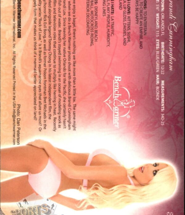 2007 Brandi Cunningham #38 Bench Warmer-back