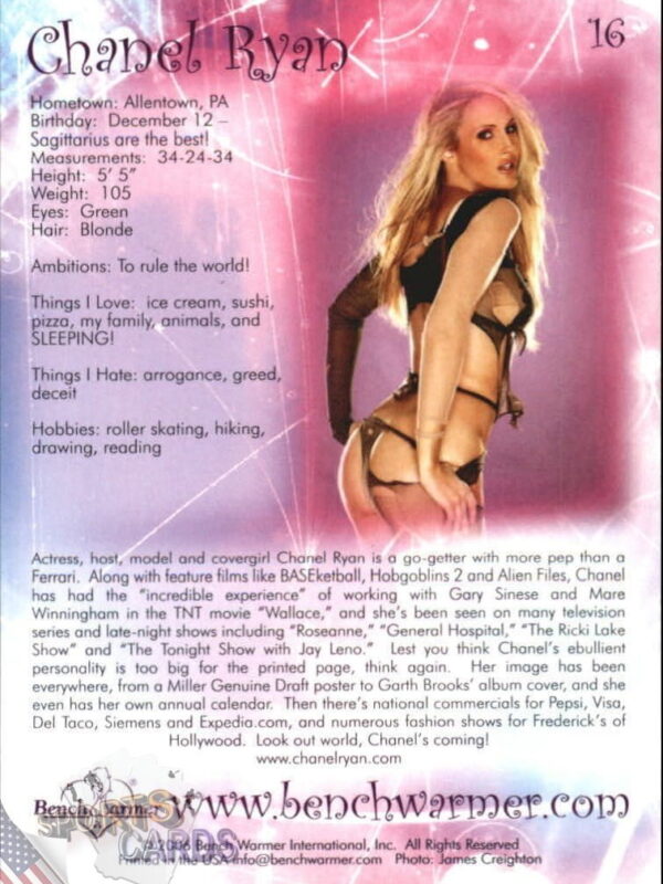 2006 Chanel Ryan #16 Bench Warmer Series Two-back