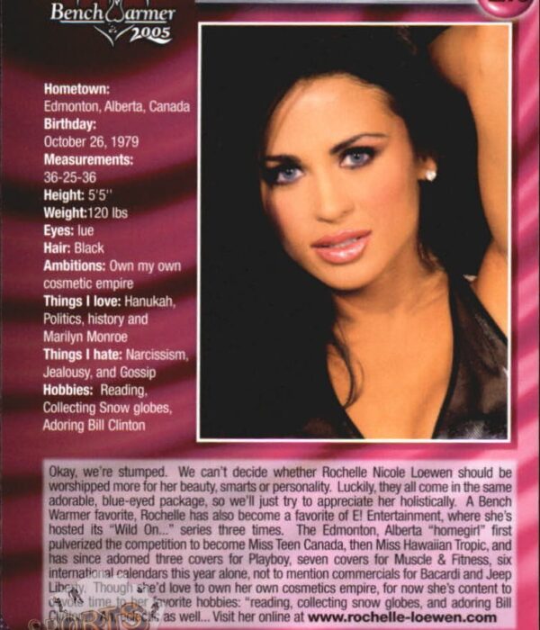 2005 Rochelle Nicole Loewen #12 Bench Warmer-back