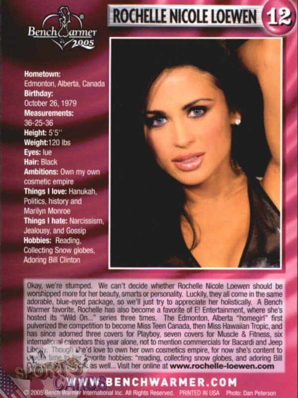 2005 Rochelle Nicole Loewen #12 Bench Warmer-back
