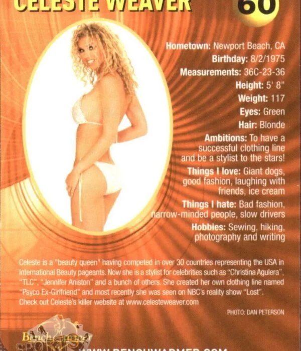 2002 Celeste Weaver #60 Bench Warmer-back