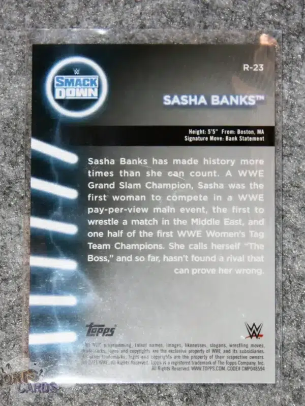 2021 Sasha Banks #R-23 Topps Smack Down Women's Division-back
