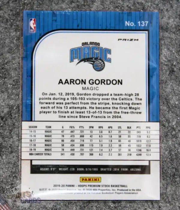 Alternative view of 2019-20 Aaron Gordon #137 Panini Hoops Premium Stock Silver Mojo Prizm