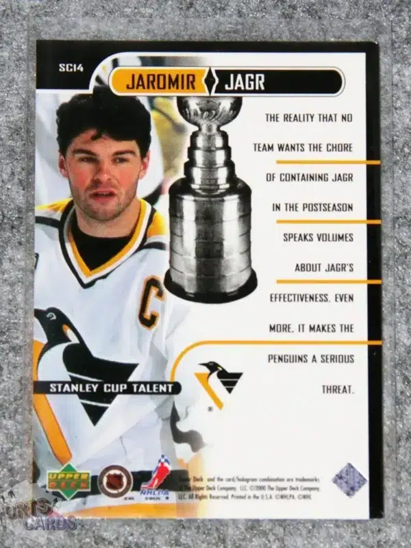 Alternative view of 1999-00 Jaromir Jagr #SC14 Upper Deck MVP Stanley Cup Talent